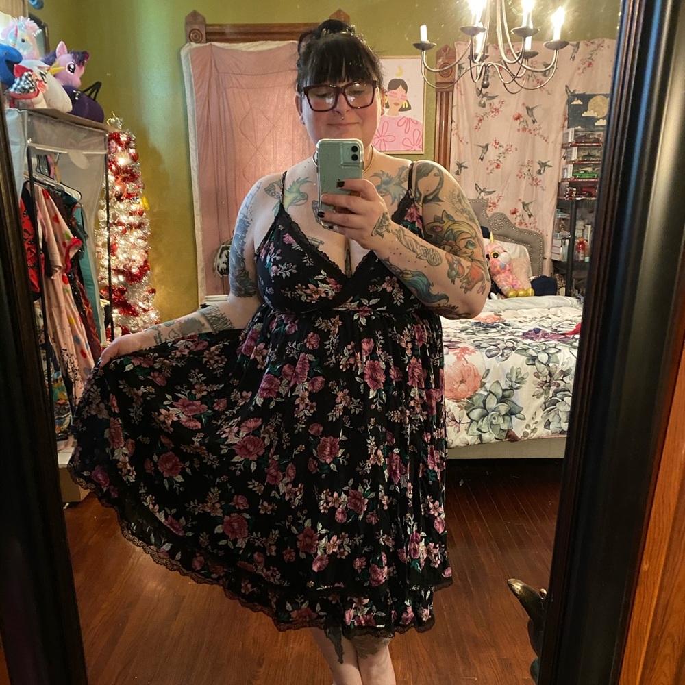 Black Torrid Dress with Purple Florals